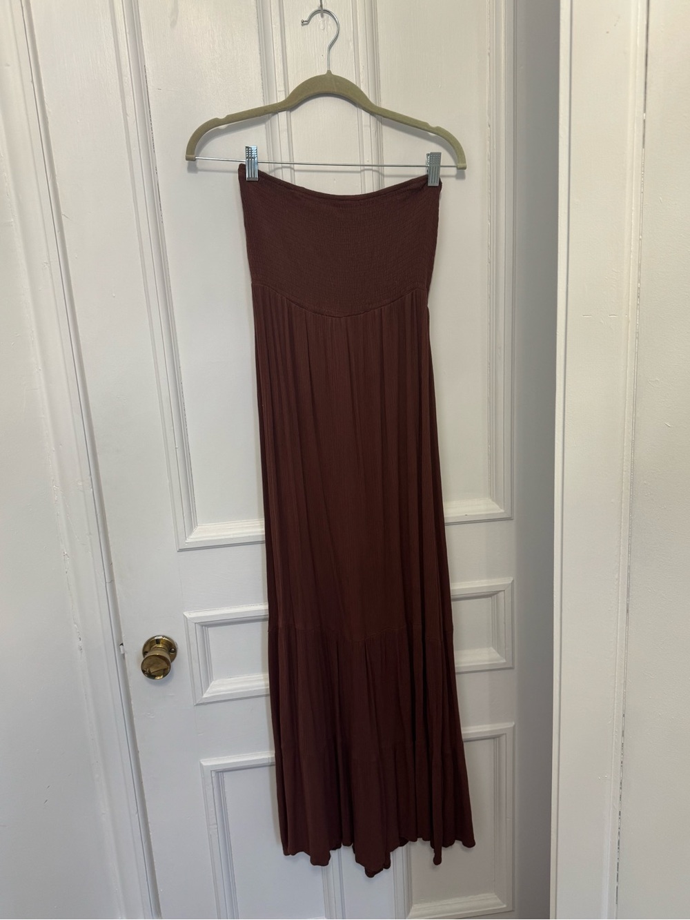SHEIN Strapless Maxi Dress in Brown